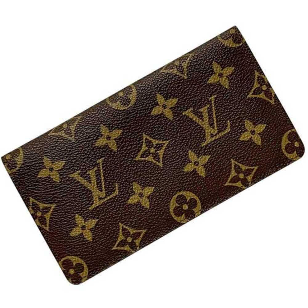 Louis Vuitton Bifold Long Wallet Billfold Monogram Canvas Over Slim Brown